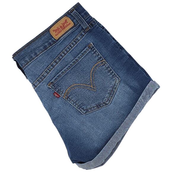 Levi's Pants - Levis Shorts Womens 7 Blue Mid Rise Stretch Pocket Cuffed Casual Denim